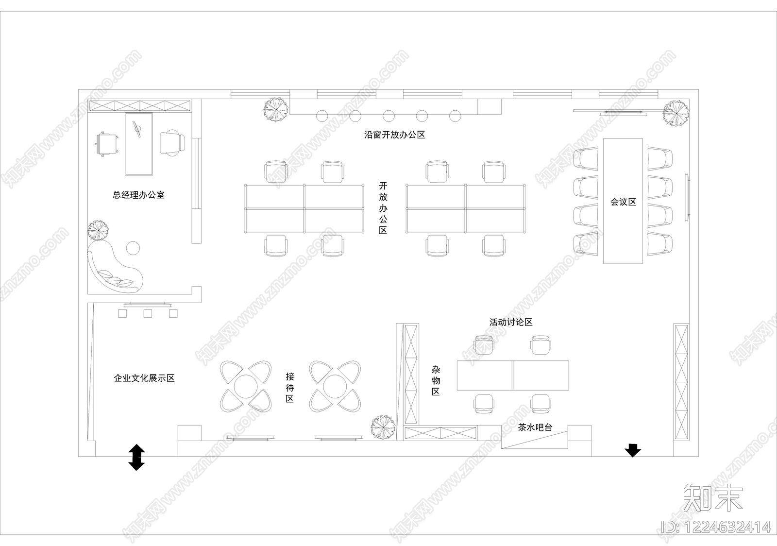 整体办公空间cad施工图下载【ID:1224632414】