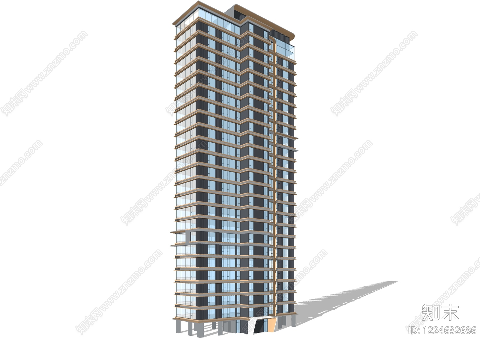 现代主义高层住宅SU模型下载【ID:1224632686】