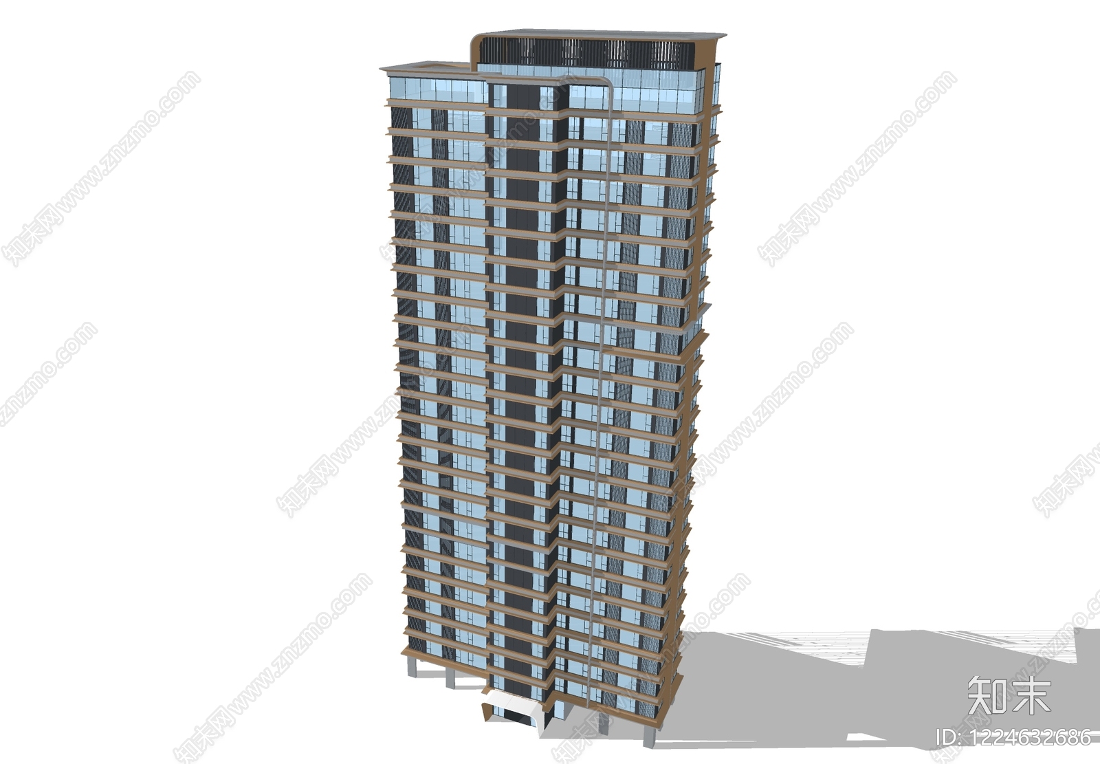 现代主义高层住宅SU模型下载【ID:1224632686】