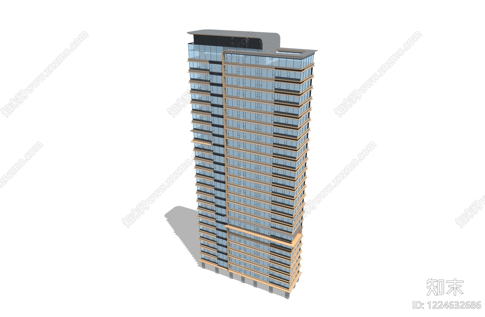 现代主义高层住宅SU模型下载【ID:1224632686】