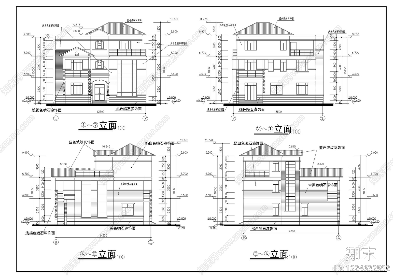 别墅建筑cad施工图下载【ID:1224632592】