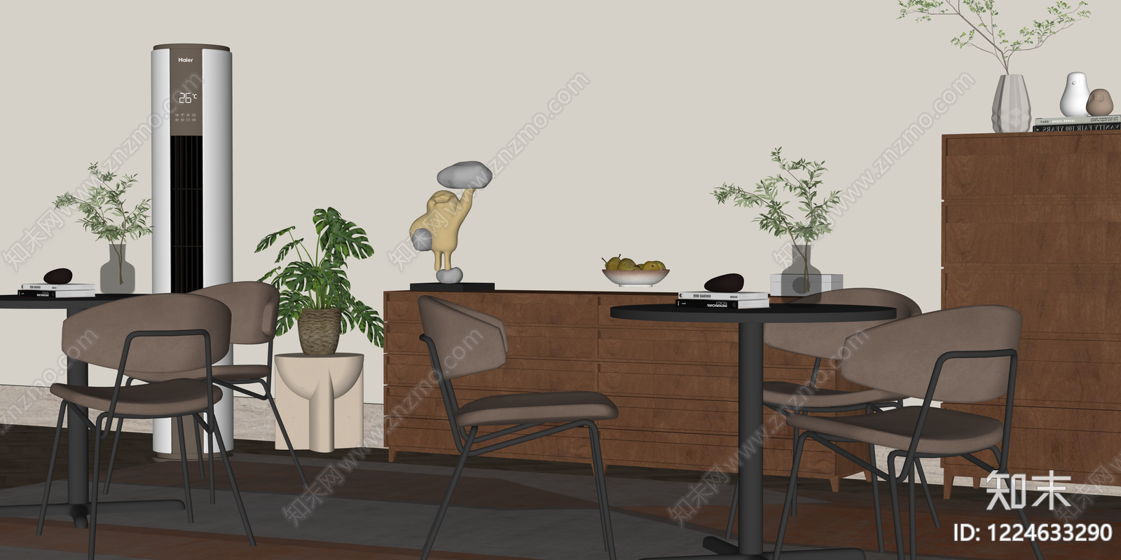 现代简约咖啡厅SU模型下载【ID:1224633290】