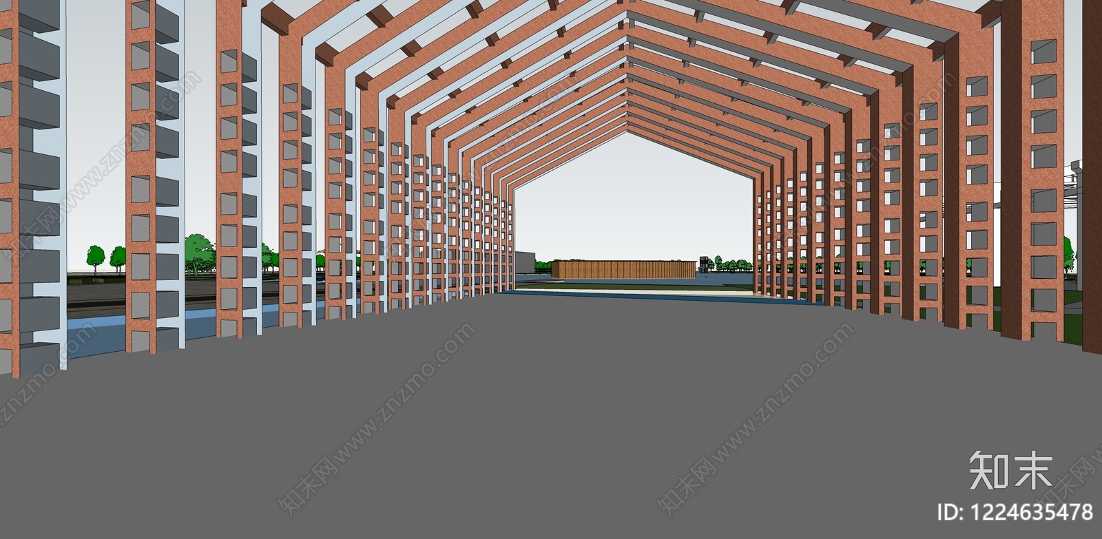 现代主义小公建SU模型下载【ID:1224635478】