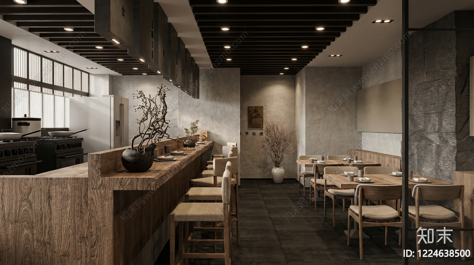 侘寂中餐厅SU模型下载【ID:1224638500】