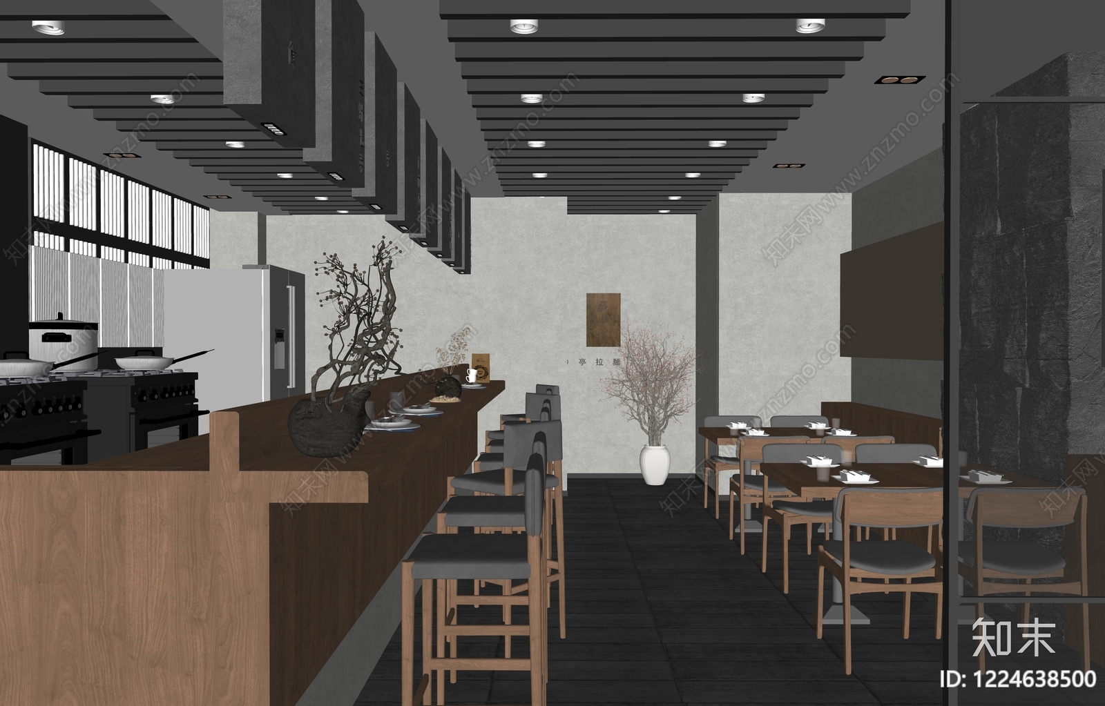 侘寂中餐厅SU模型下载【ID:1224638500】