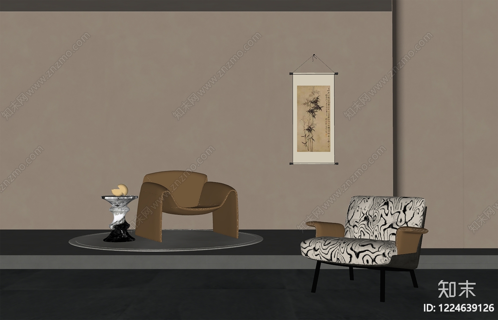 新中式休闲椅SU模型下载【ID:1224639126】