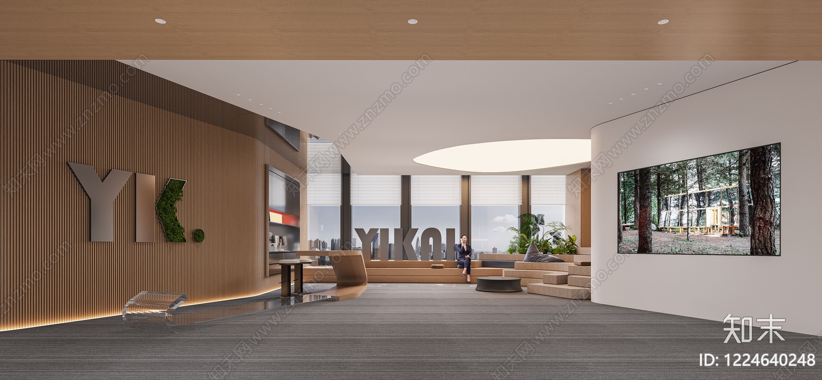 现代简约办公大厅3D模型下载【ID:1224640248】
