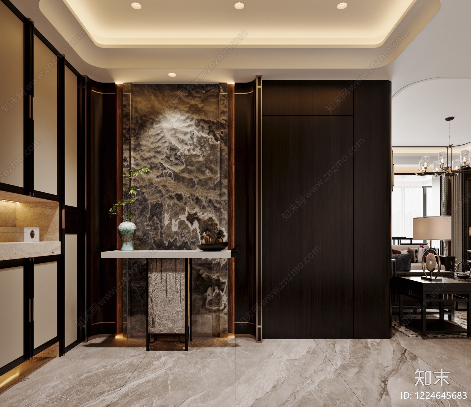 新中式玄关3D模型下载【ID:1224645683】