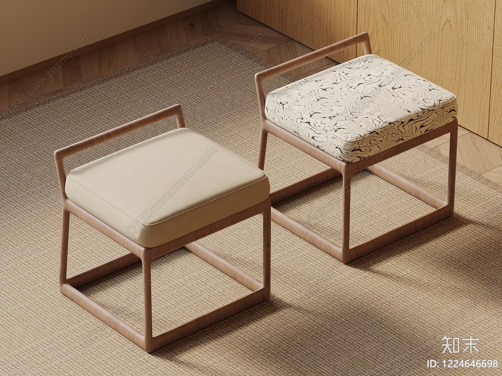 原木风沙发凳3D模型下载【ID:1224646698】