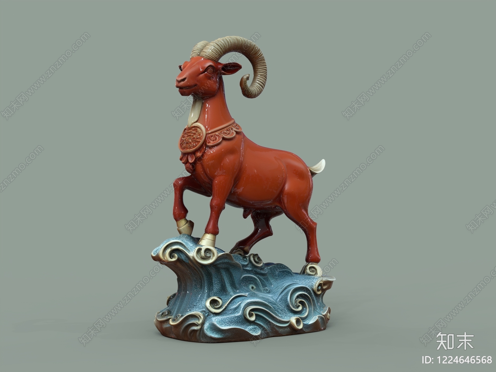 中式雕塑摆件3D模型下载【ID:1224646568】