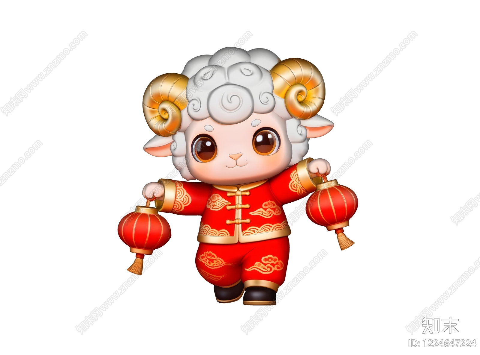 中式雕塑摆件SU模型草图