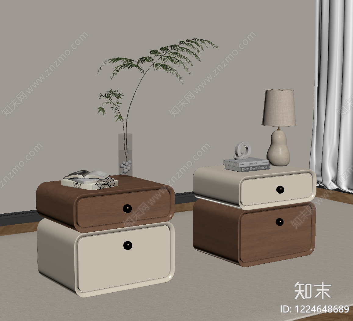中古风床头柜SU模型下载【ID:1224648689】