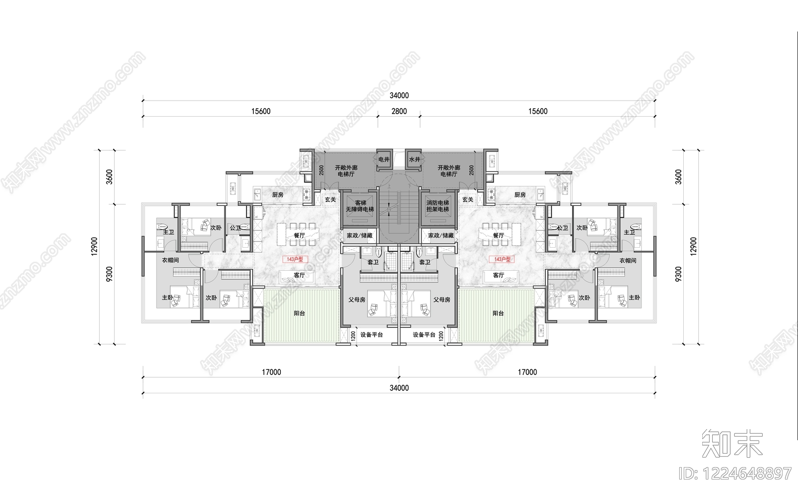 住宅楼建筑cad施工图下载【ID:1224648897】