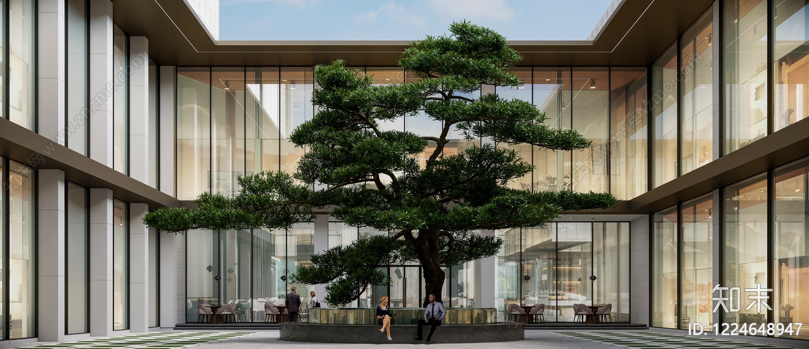 新中式酒店大堂3D模型下载【ID:1224648947】