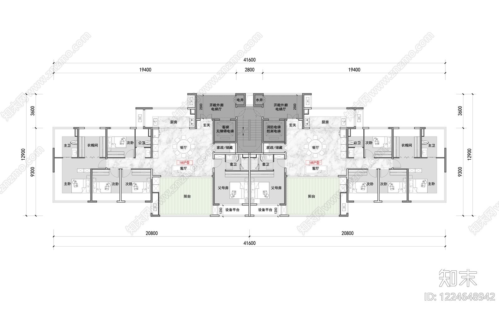 住宅楼建筑cad施工图下载【ID:1224648942】