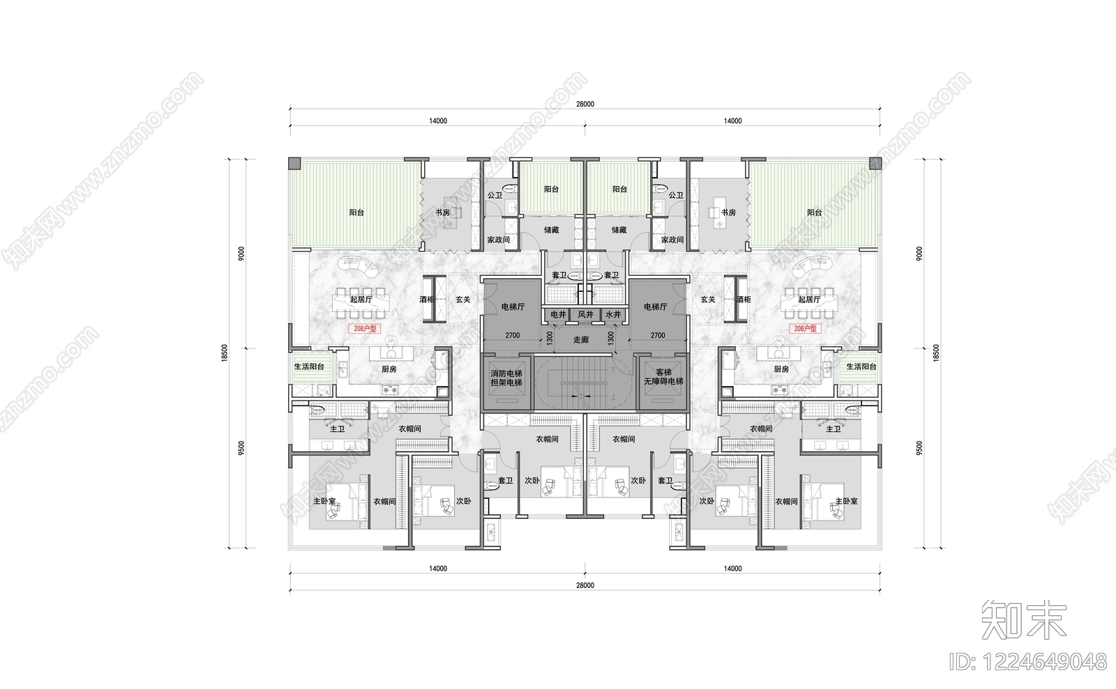 高层住宅cad施工图下载【ID:1224649048】