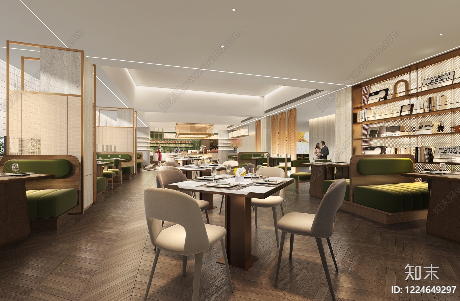 轻奢酒店餐厅3D模型下载【ID:1224649297】
