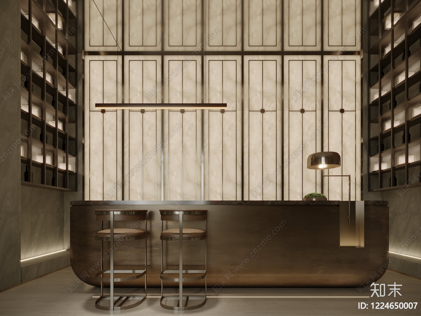 轻奢酒店大堂3D模型下载【ID:1224650007】