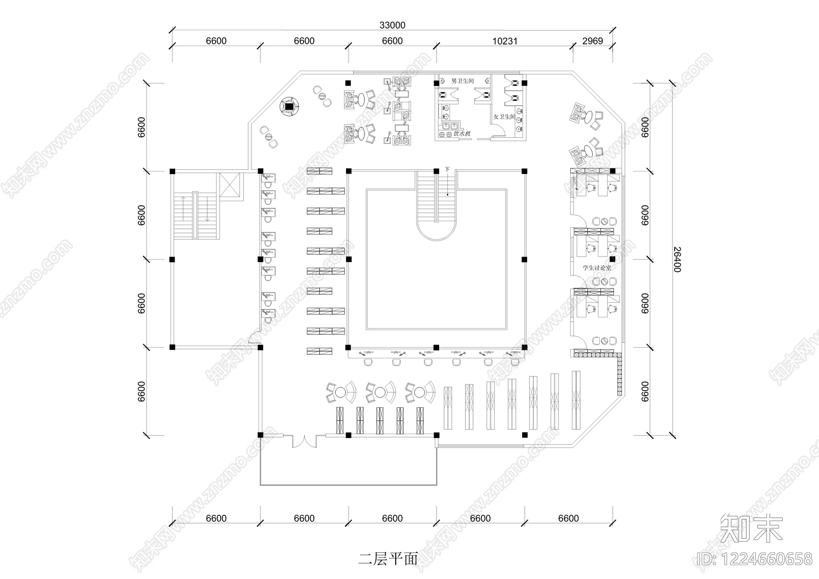 图书馆cad施工图下载【ID:1224660658】
