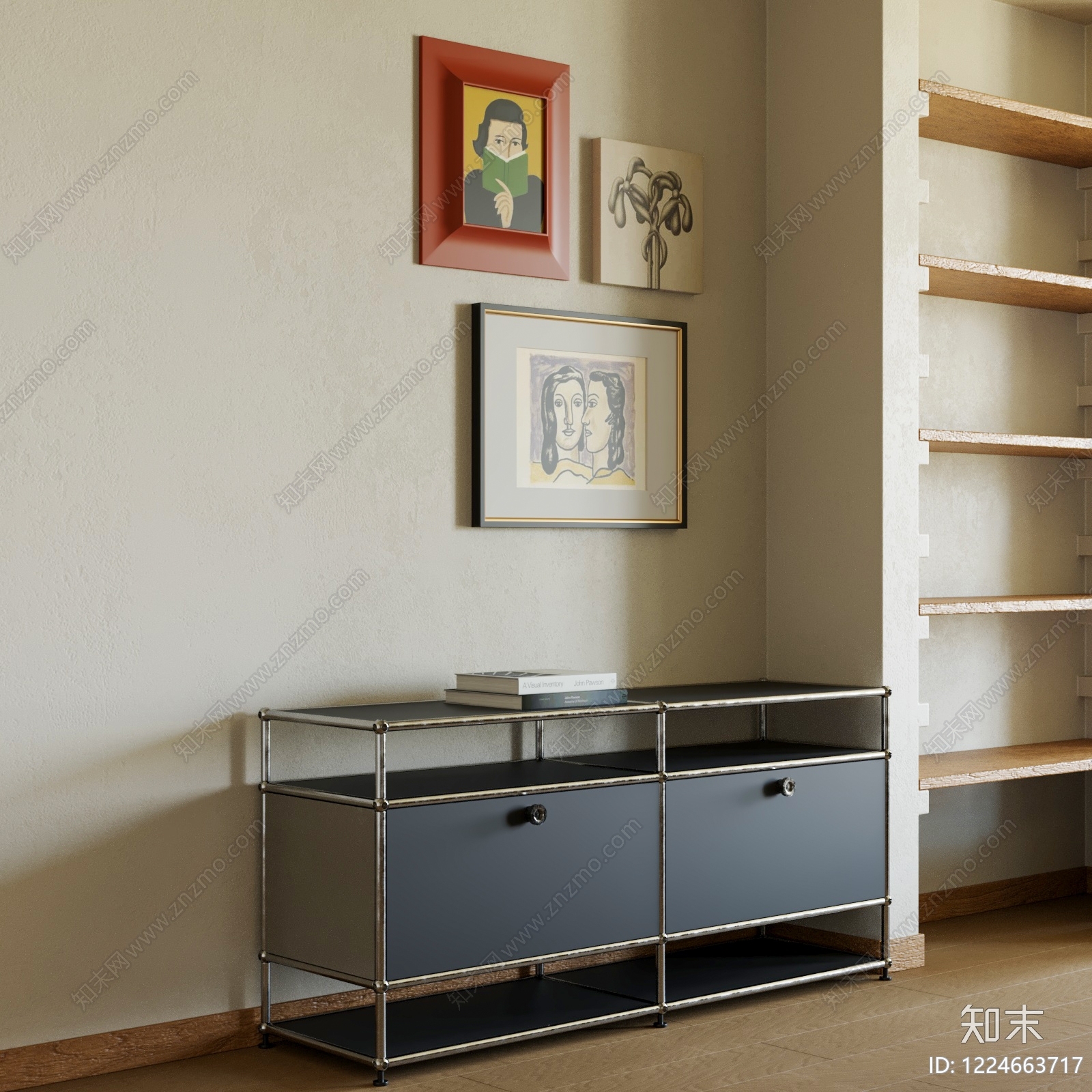 包豪斯玄关柜3D模型下载【ID:1224663717】