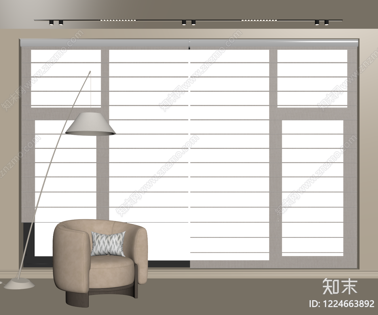 奶油风窗帘SU模型下载【ID:1224663892】