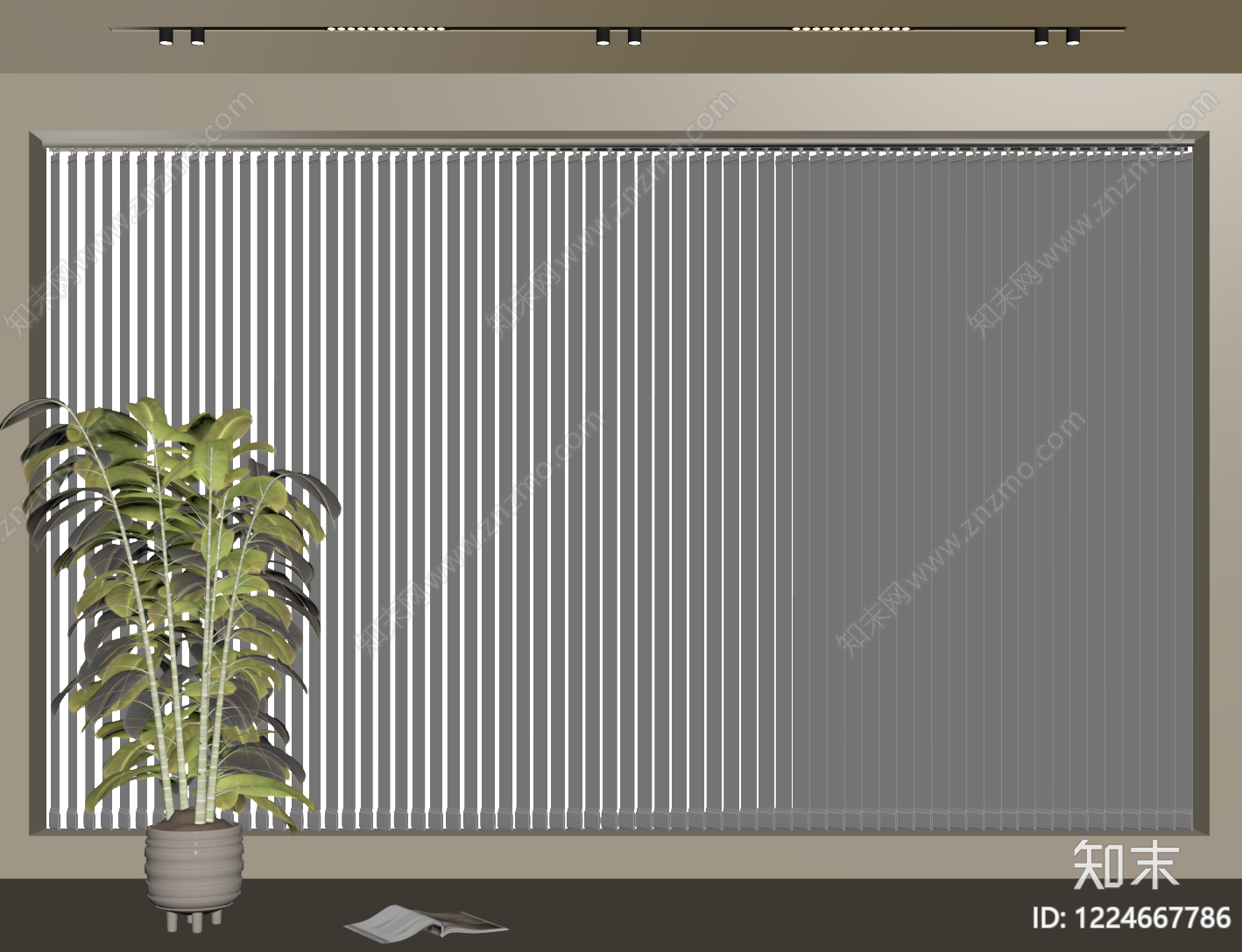 极简窗帘SU模型下载【ID:1224667786】