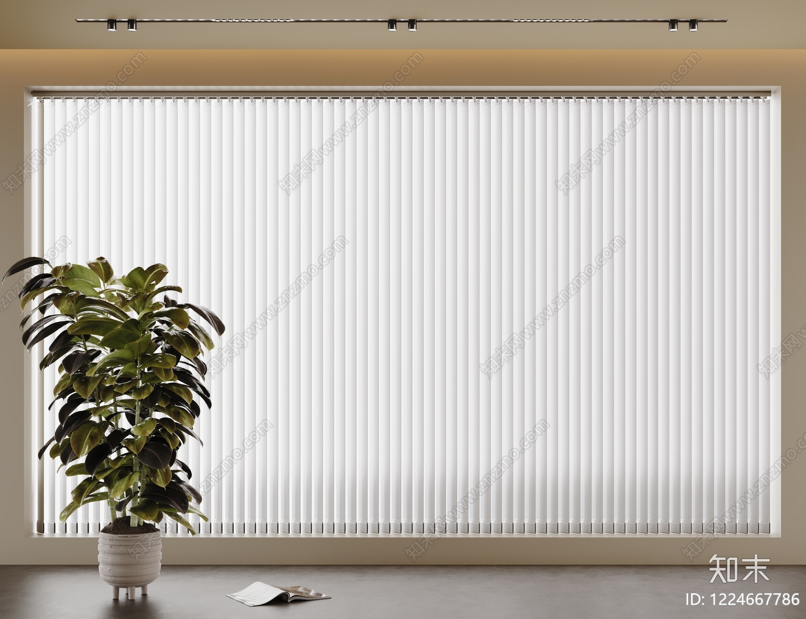 极简窗帘SU模型下载【ID:1224667786】