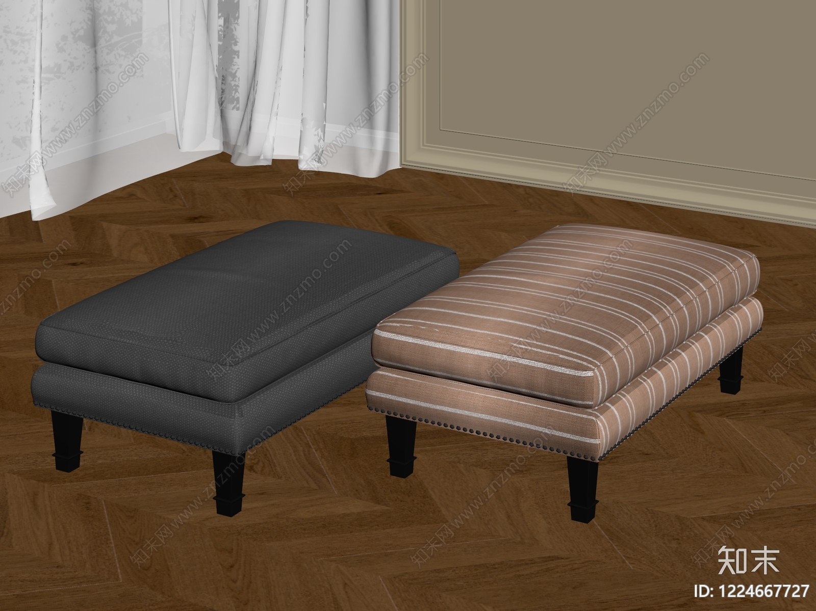 现代简约沙发凳3D模型下载【ID:1224667727】