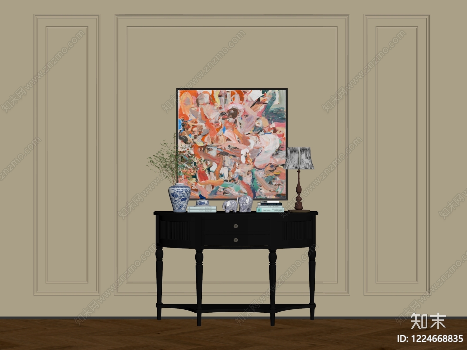 中古风玄关SU模型下载【ID:1224668835】