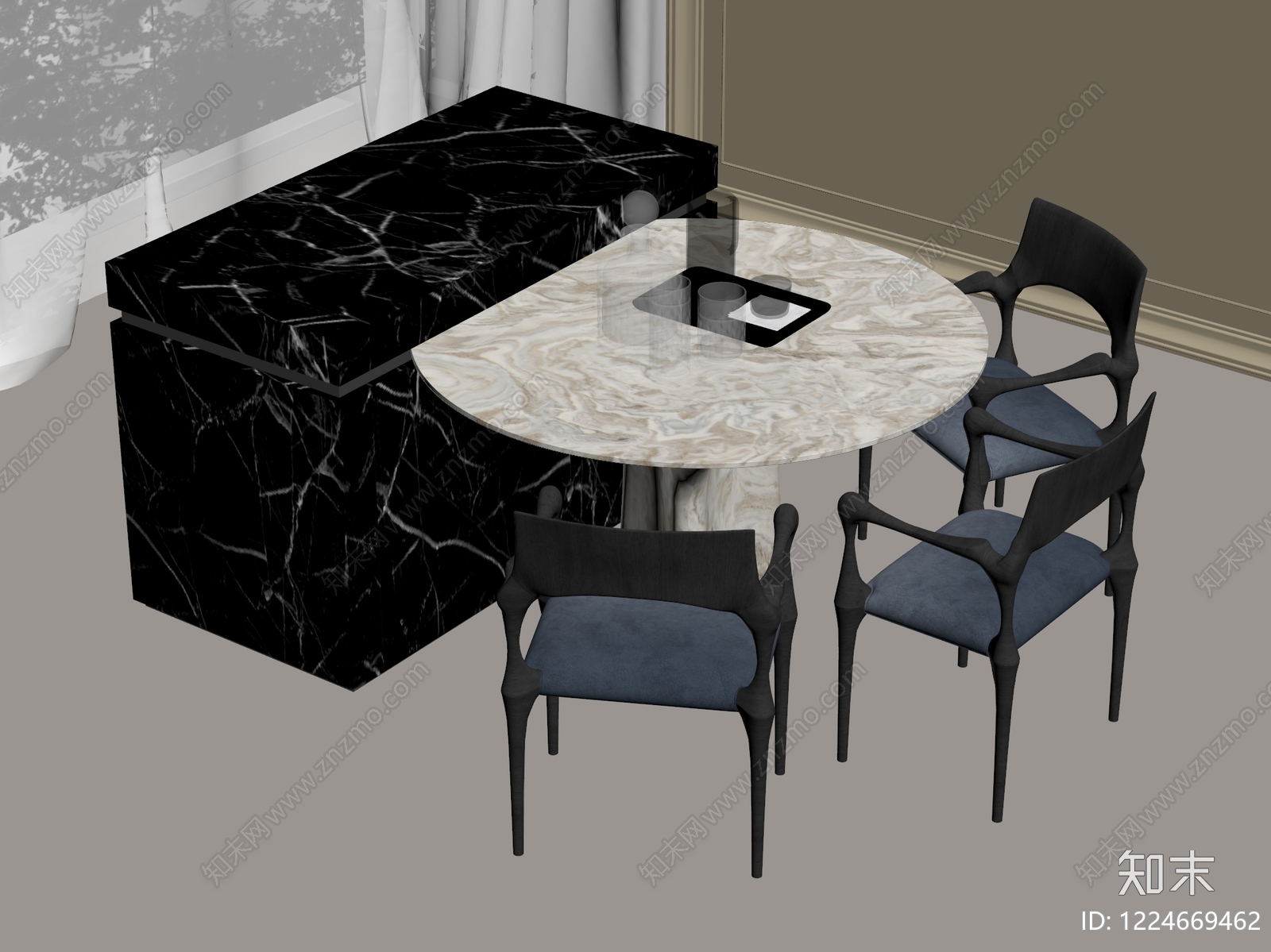 轻奢餐桌椅3D模型下载【ID:1224669462】