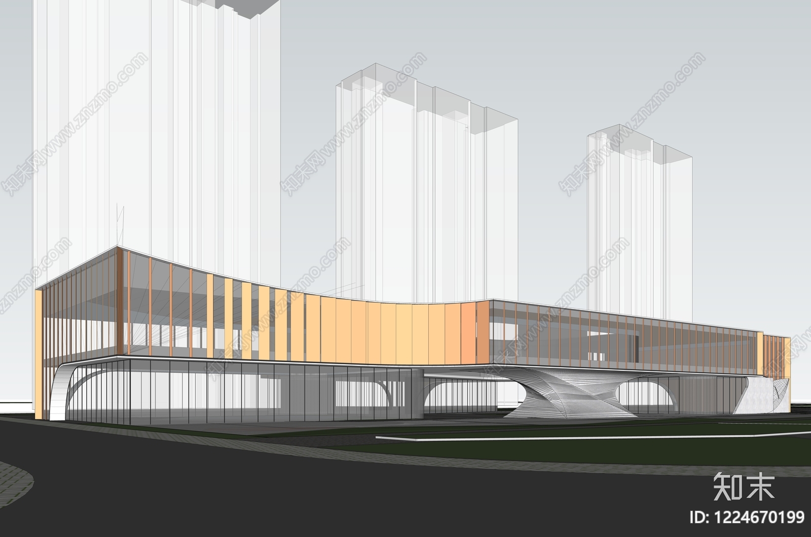现代主义小区建筑SU模型下载【ID:1224670199】