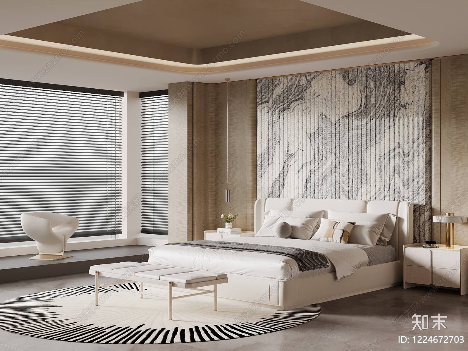 轻奢家居卧室3D模型下载【ID:1224672703】