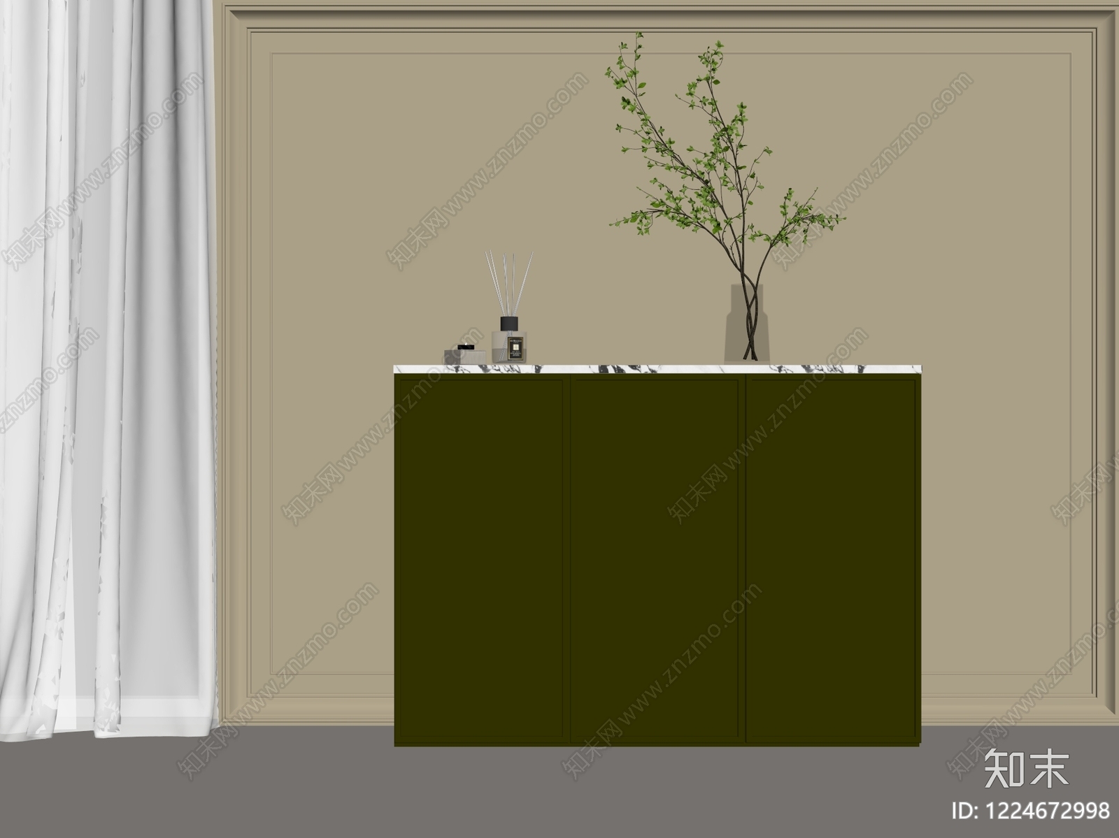 现代简约餐边柜SU模型下载【ID:1224672998】