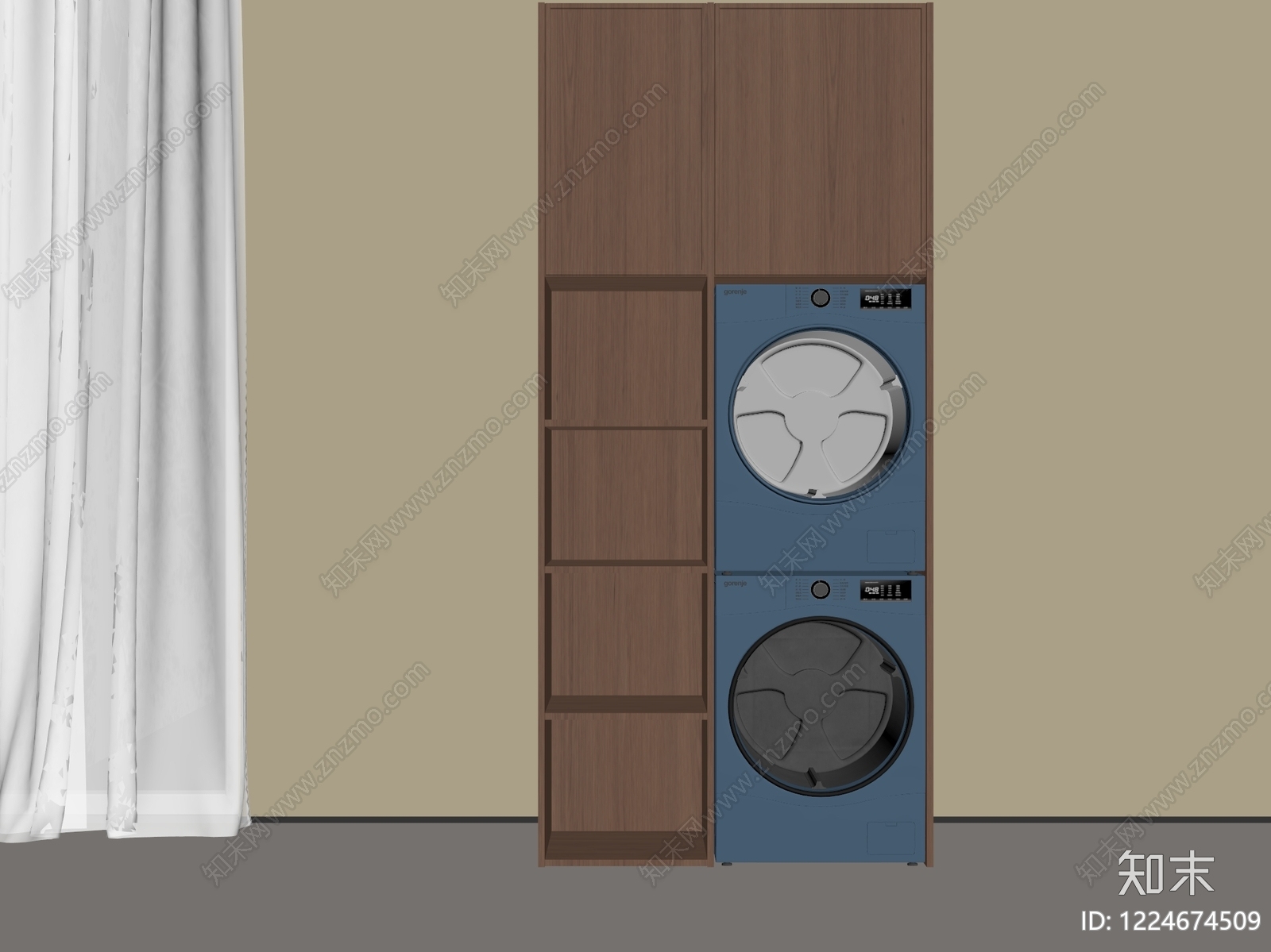 现代简约洗衣机柜3D模型下载【ID:1224674509】