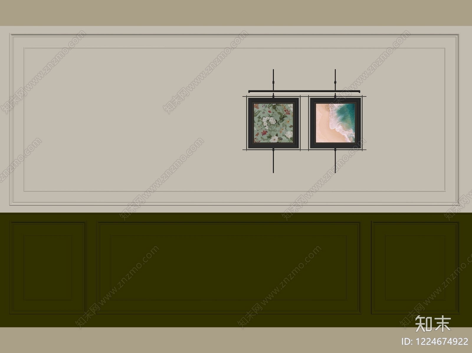 法式沙发背景墙3D模型下载【ID:1224674922】