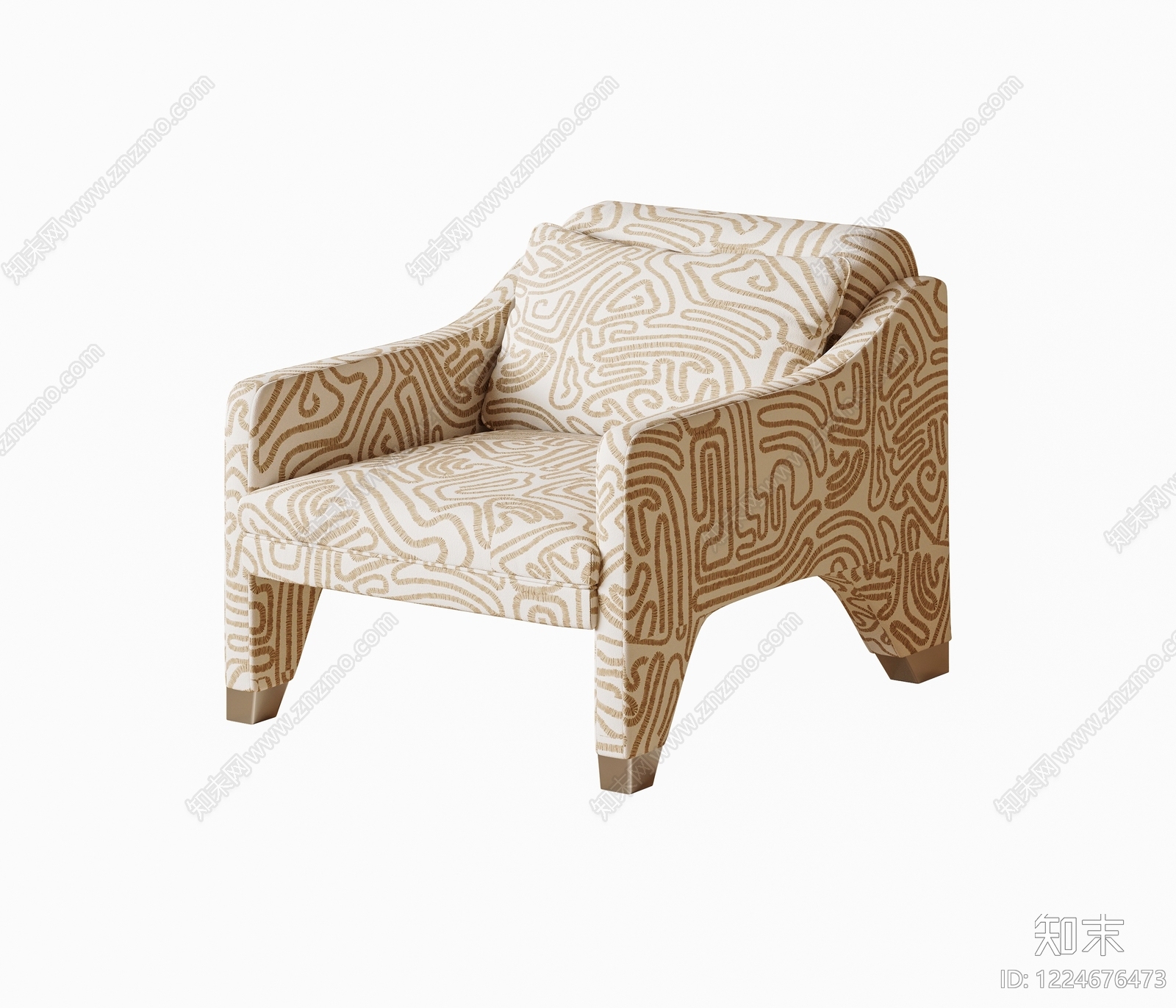 轻奢单人沙发3D模型下载【ID:1224676473】