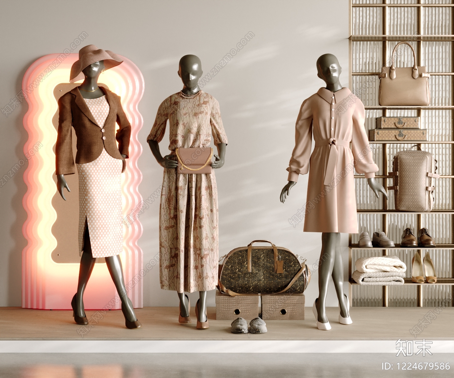 轻奢服装展厅3D模型渲染效果图