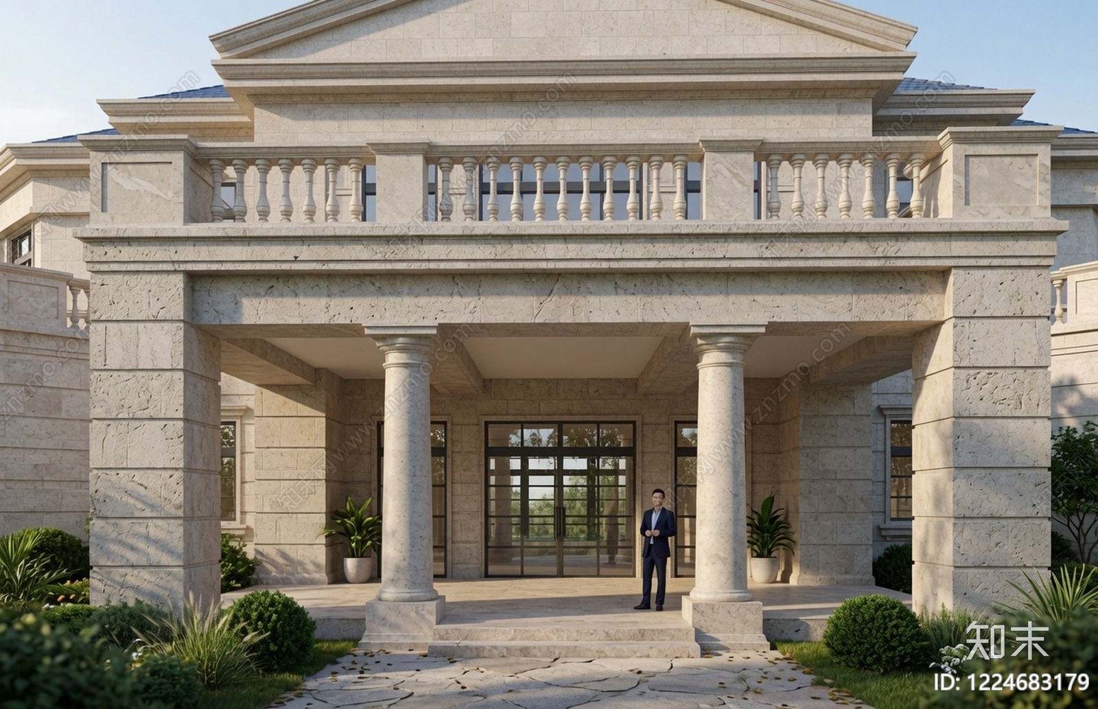 欧式古建售楼处建筑SU模型草图