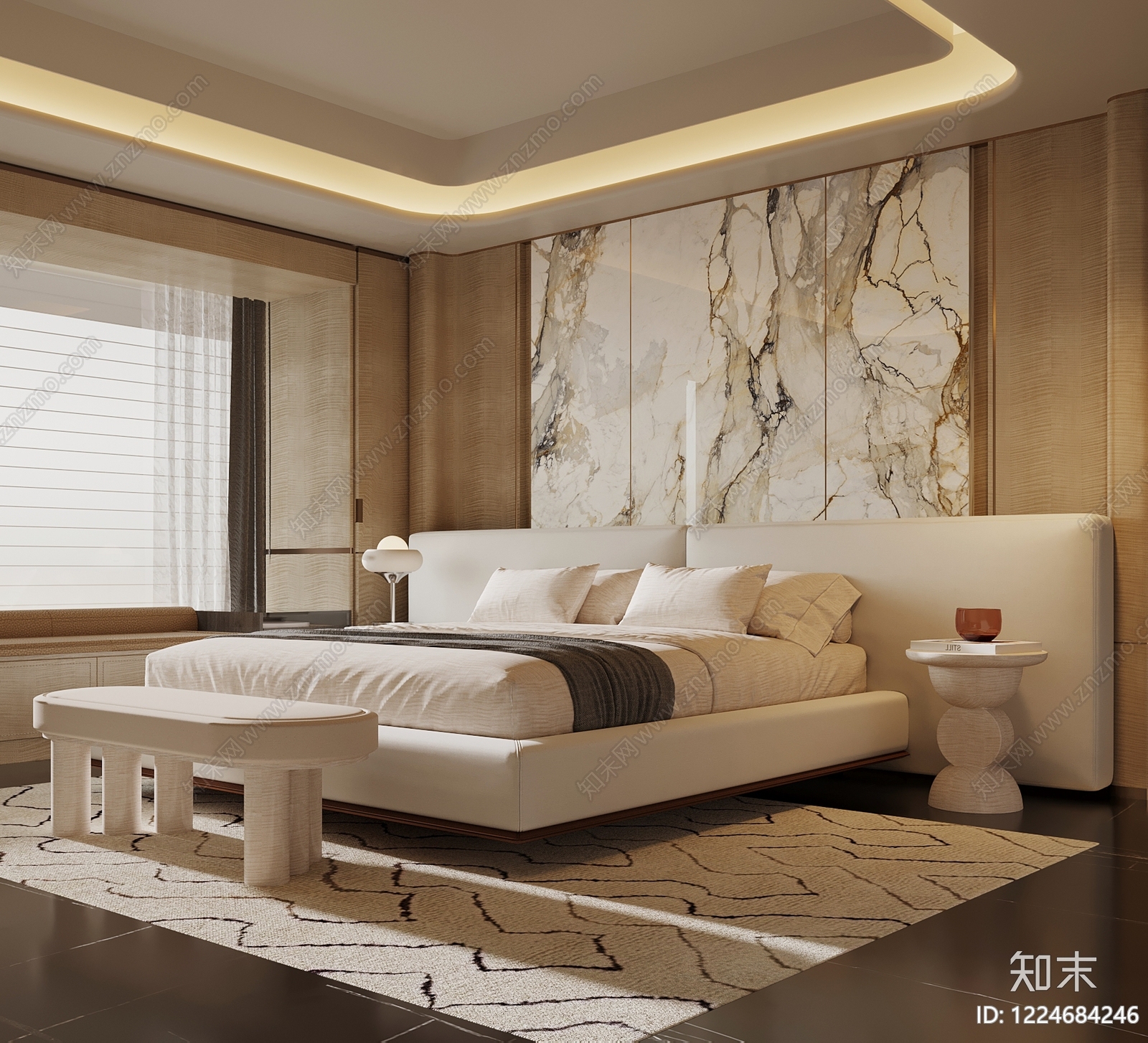 轻奢家居卧室3D模型下载【ID:1224684246】