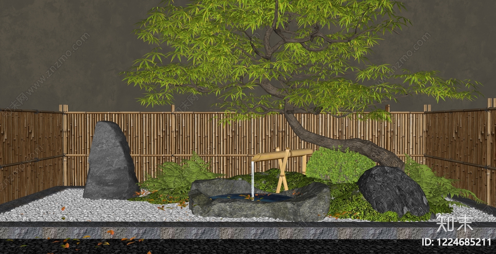 日式别墅庭院SU模型下载【ID:1224685211】