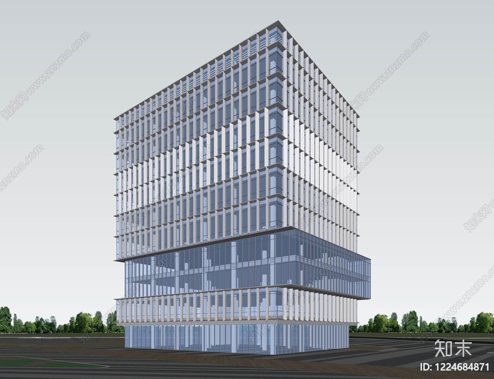 现代主义写字楼SU模型下载【ID:1224684871】