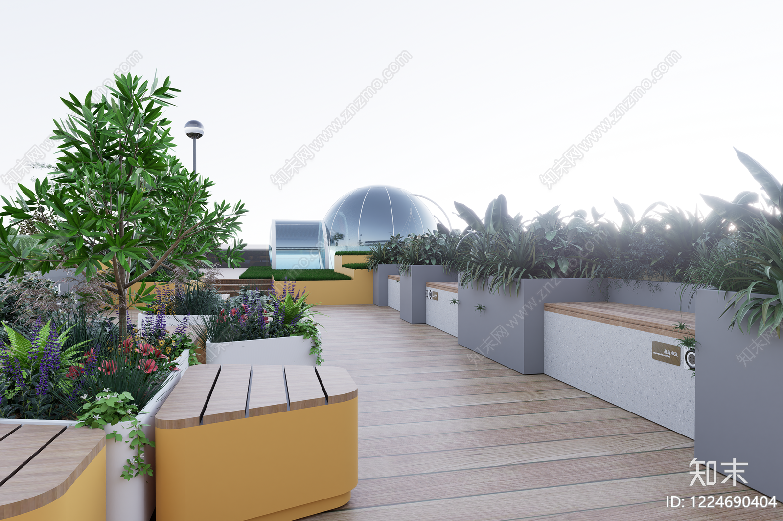 现代屋顶花园SU模型下载【ID:1224690404】