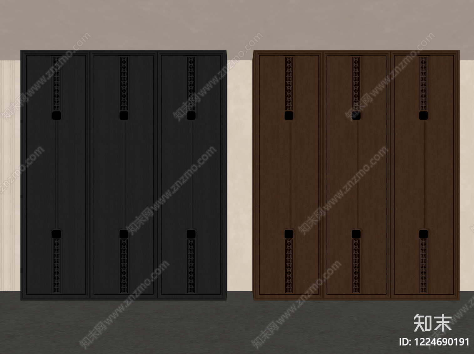 新中式衣柜SU模型下载【ID:1224690191】