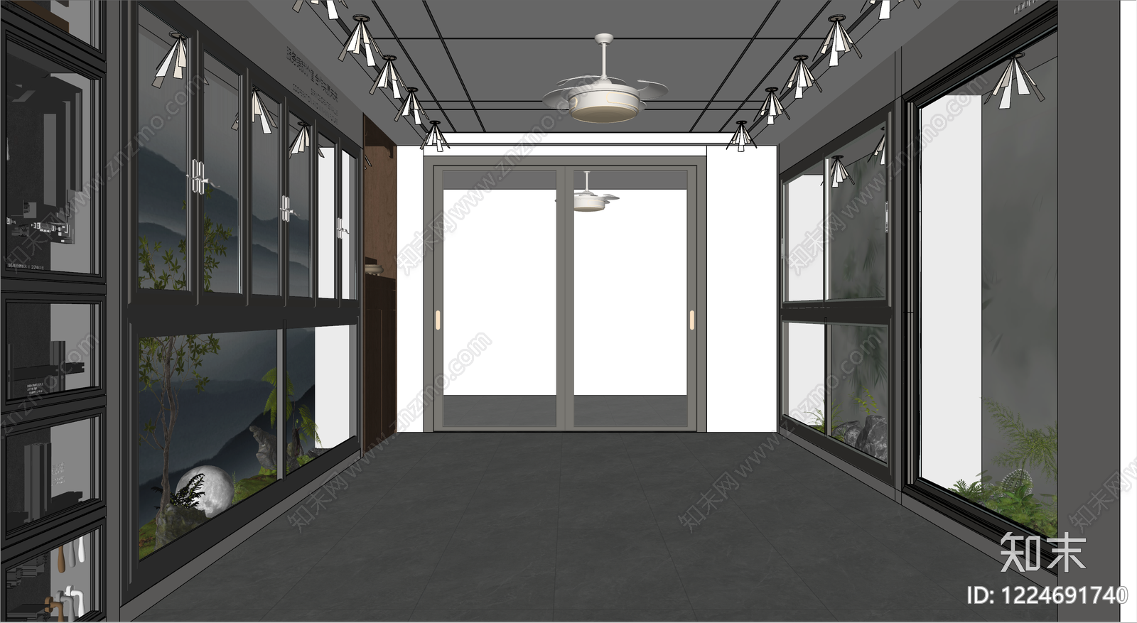 现代简约门窗展厅SU模型下载【ID:1224691740】