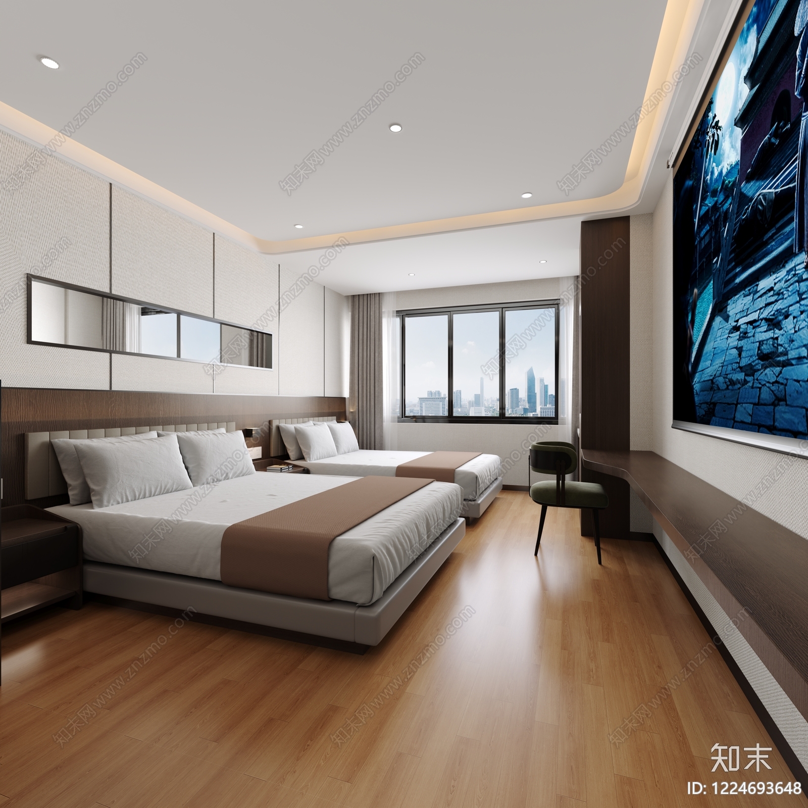 酒店客房3D模型下载【ID:1224693648】