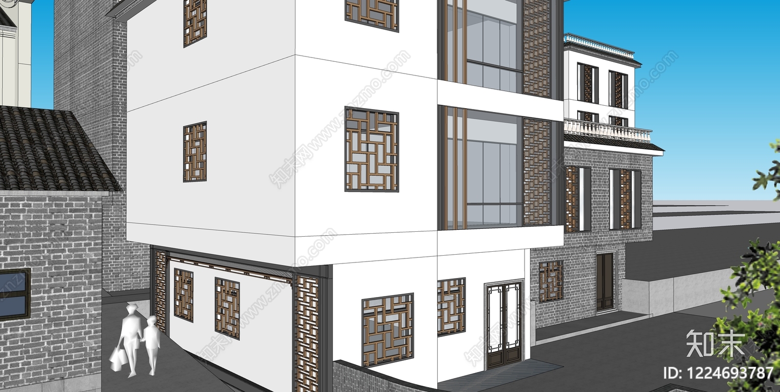 新中式多层住宅SU模型草图