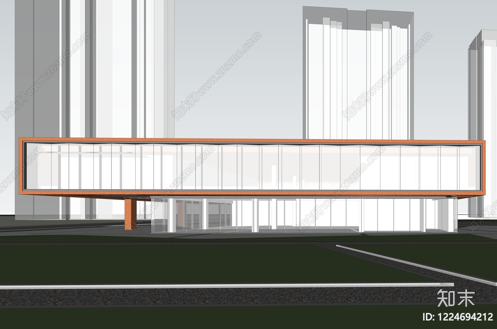 现代主义售楼处建筑SU模型下载【ID:1224694212】