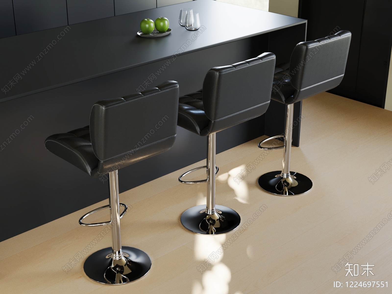 现代简约吧椅3D模型下载【ID:1224697551】