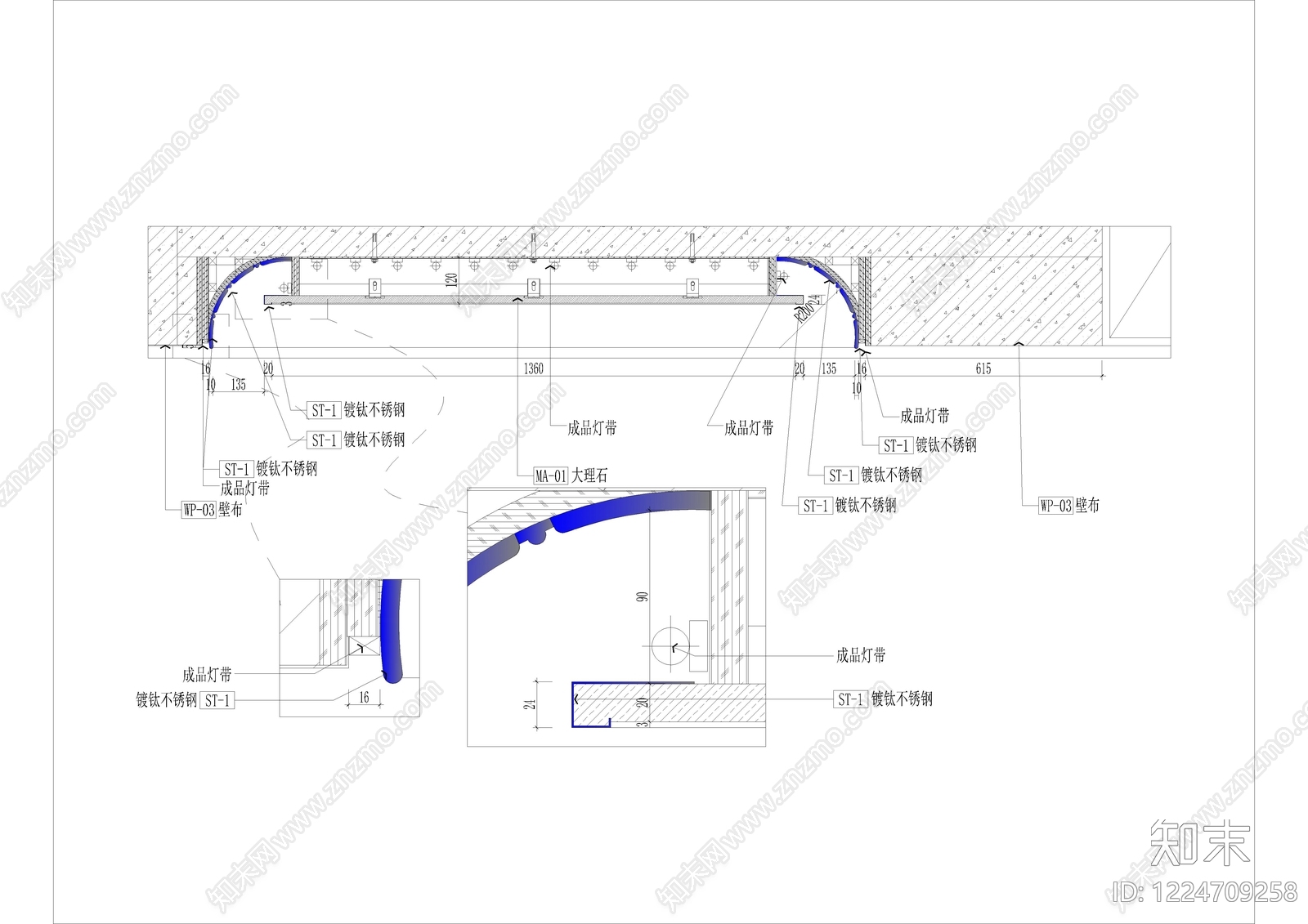 背景墙节点cad施工图下载【ID:1224709258】