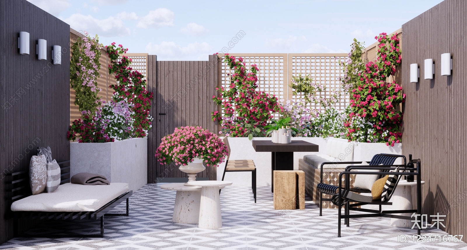 现代屋顶花园SU模型草图
